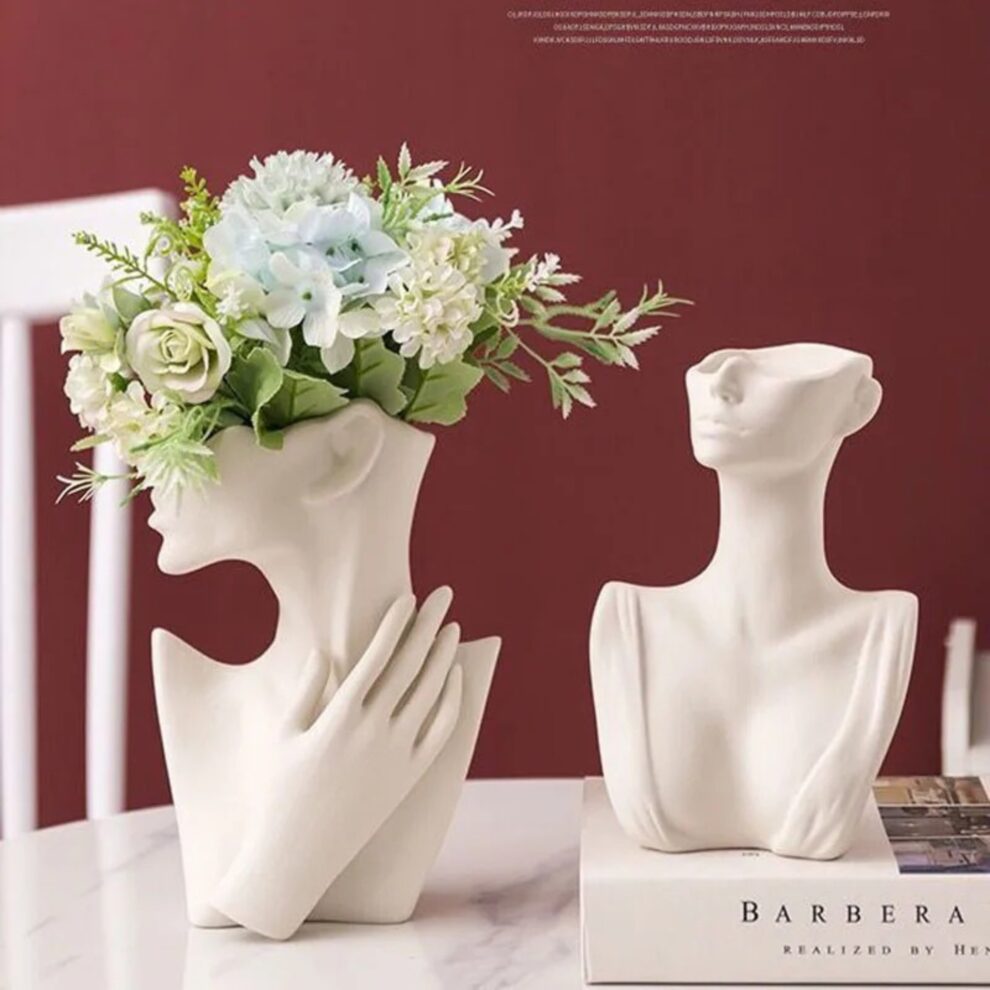 Buste Moderne Femme Pop Vase Floral Figurine Tête Récipient
