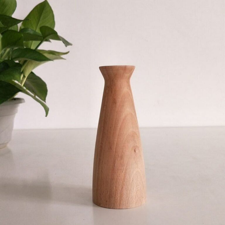 Vase Fleur Design Bois Moderne - Anton Holzmann - Pièce Unique Signée - 5 Pouces