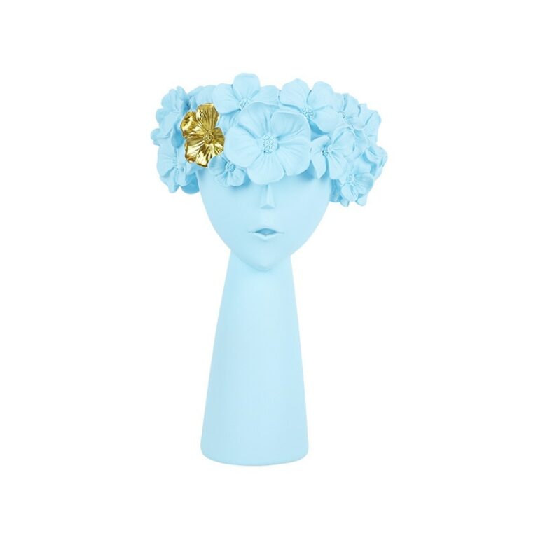 Vase Tête De Femme Shafford Japon #4613 - Vintage - Yeux Bleus, Fleurs, éventail